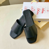  Dép bệt Nữ quai ngang nâu da trơn 