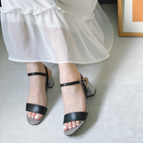  Sandal Nữ Cao gót Sọc Caro Quai Đen 