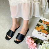  Dép bệt Nữ quai ngang nâu da trơn 