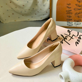  Giày Nữ cao gót công sở màu kem 3F 