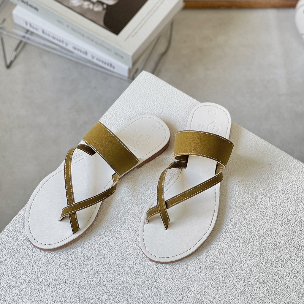  Dép Nữ xỏ ngón thời trang Cao cấp Màu Vàng 