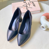  Giày Nữ cao gót công sở màu kem 3F 