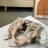  Sandal Nữ cao gót mũi vuông quai mảnh 