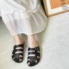 Dép bệt đế Trấu Unisex Nam/Nữ bít mũi-Đen