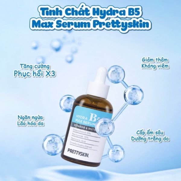 Serum Phục Hồi Da Prettyskin Hydra B5 Max Serum 50ml;  mang lại làn da tươi sáng & mịn màng