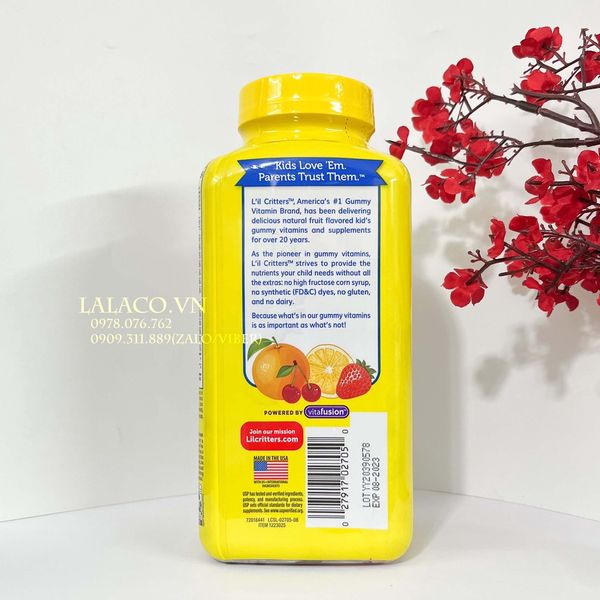 Kẹo Dẻo Gấu L’il Critters Gummy Vites chai 300 viên từ mỹ , bổ sung vitamin cho bé ăn ngon