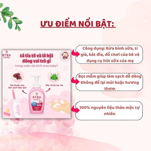 Nước RỬA BÌNH ARAU Baby Nhật CHAI 500ML/TÚI 450ML