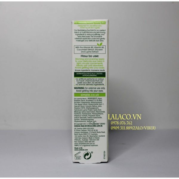 Lăn Dưỡng Mắt Simple Revitalising Eye Roll-On 15ml