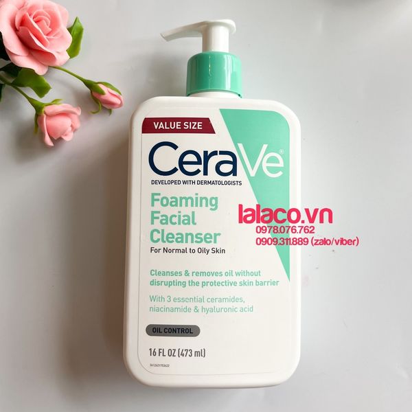 Sữa Rửa Mặt Dịu Nhẹ Cerave Foaming Facial Cleanser - Cerave da dầu & Da Khô các size 237ml - 355ml - 473ml
