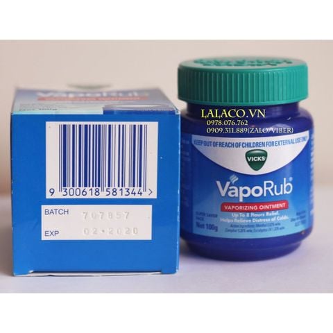 {100g Date 02/2020} Dầu Bôi Ấm Ngực Giảm Ho Cho Bé Vicks VapoRub 100g Úc