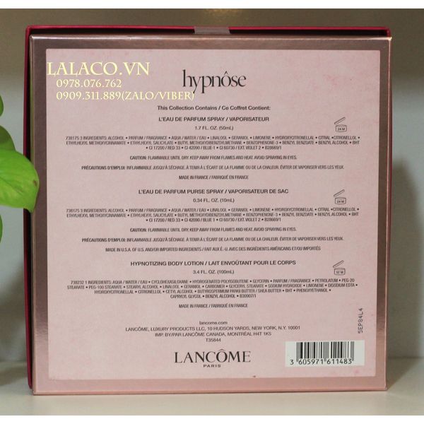 Bộ nước hoa Giftset Lancôme Hypnose