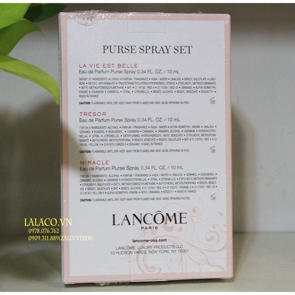 Bộ nước hoa Giftset Lancome 3pc ( Miracle 10ml + Tresor 10ml + La Vie Est Belle 10ml )