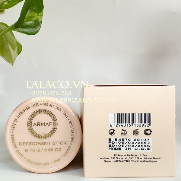 Lăn khử mùi Nữ Armaf Club De Nuit Women 75ml; sang trọng, quyến rũ, ngọt ngào.