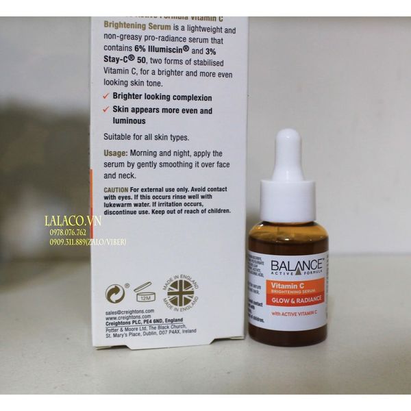 [ Quà tặng kèm ] Tinh Chất Balance Active Formula Vitamin C Brightening Serum 30ml - làm sáng da