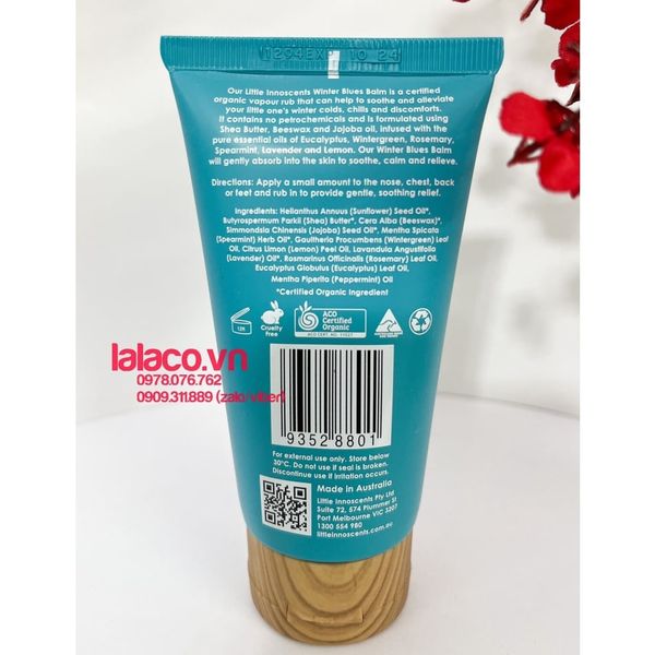 Dầu bôi ấm ngực Organic Little Innoscents Phòng ngừa cảm cúm giảm ho ngạt mũi cho bé 75ml Úc