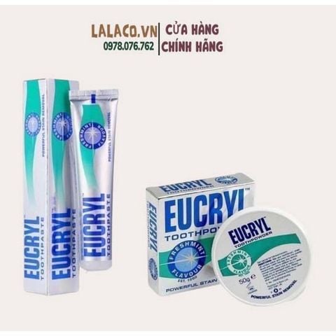 Kem đánh răng / bột tẩy trắng răng Eucryl của Anh đánh bay các mảng bám, ố vàng cứng đầu