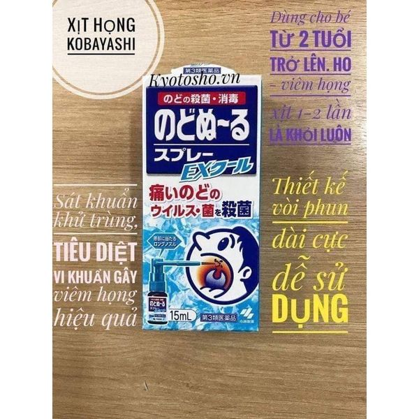Xịt giảm ho, rát họng Kobayashi 15ml đủ vị - Hàng nội địa Nhật