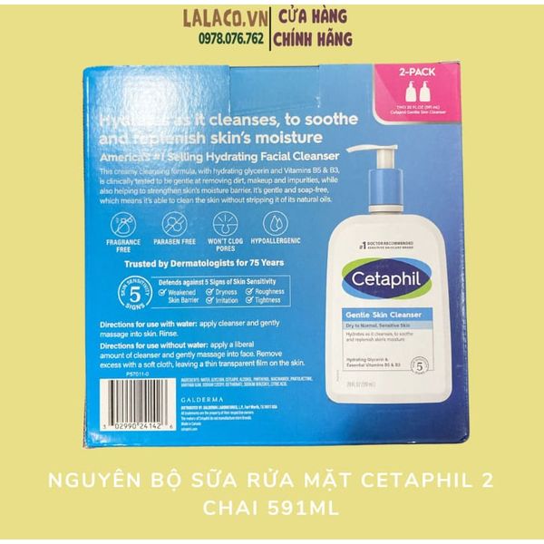 [ Có Tách lẻ ]  Nguyên bộ sữa rửa mặt Cetaphil (2 chai x 591ml )