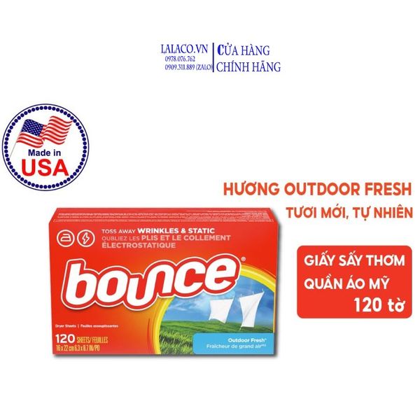 Hộp Giấy Thơm Quần Áo Bounce 160 tờ - renewing freshness của Mỹ, giấy thơm dùng cho máy sấy, ướp quần áo