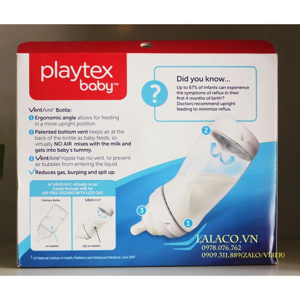 Bình sữa Playtex VentAire cổ rộng 266ml cho bé Mỹ
