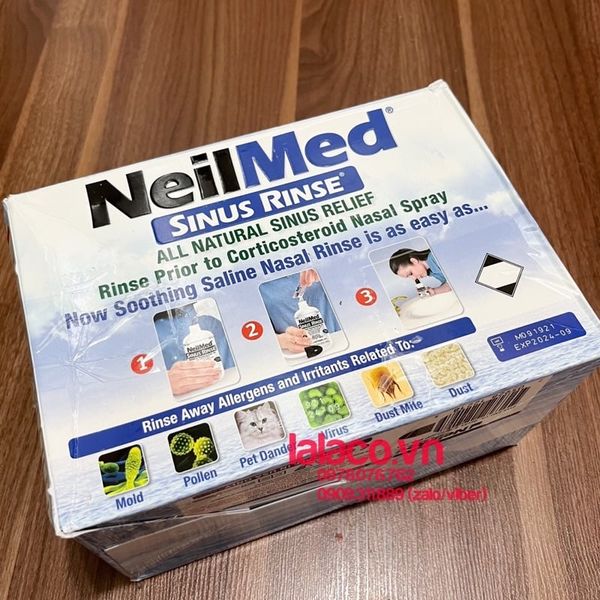 Bộ Nước Rửa Mũi NeilMed Sinus Rinse - 1 xịt, 2 Bình và 250 gói muối - Hàng Mỹ
