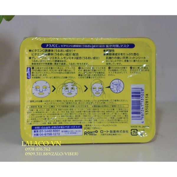 Mặt Nạ Dưỡng Trắng Da CC Melano 20 Miếng