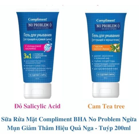 Gel Rửa Mặt & Toner Giảm Mụn Compliment No Problem 200ml