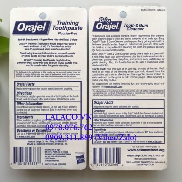 Bộ Kem Đánh Răng Và Bàn Chải Cho Bé Orajel