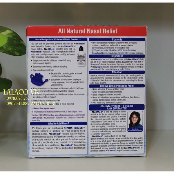 [ Tách lẻ ] Muối rửa mũi NeilMed Sinus Rinse hộp 100 gói
