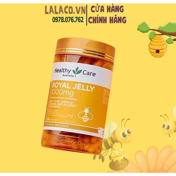 Viên uống sữa ong chúa Healthy Care Royal Jelly 1000mg giúp đẹp da, làm chậm lão hóa 365 viên của Úc