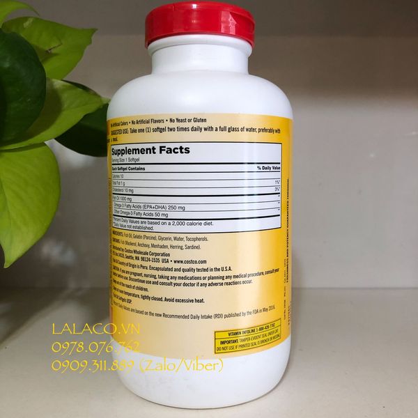 Viên uống dầu cá Omega 3 Fish Oil 1000mg Kirkland