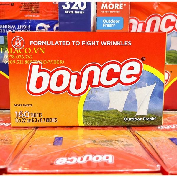Hộp Giấy Thơm Quần Áo Bounce 160 tờ - renewing freshness của Mỹ, giấy thơm dùng cho máy sấy, ướp quần áo