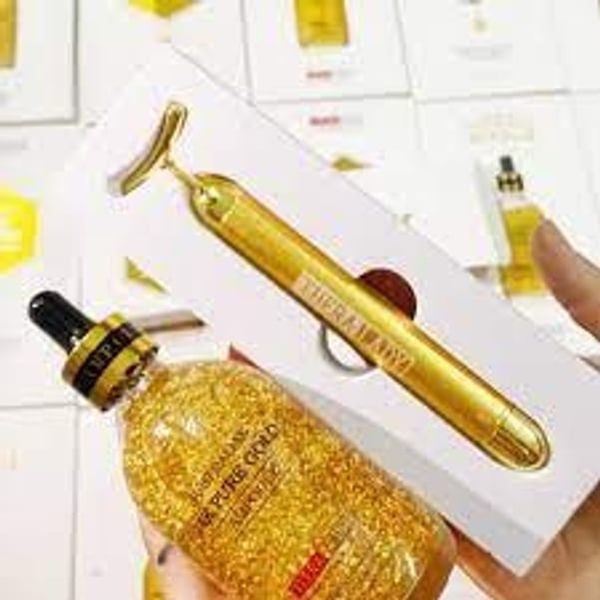 (Mẫu Mới) Serum vảy vàng 24K Pure Gold Ampoule Thera Lady 100ml + thanh lăn Beauty Bar 24K