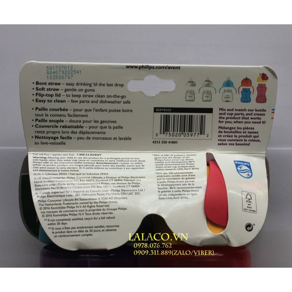 Bình Uống Nước Có Ống Hút Philips Avent Thể Tích 300ml- Nhập Từ Mỹ An Toàn Cho Bé