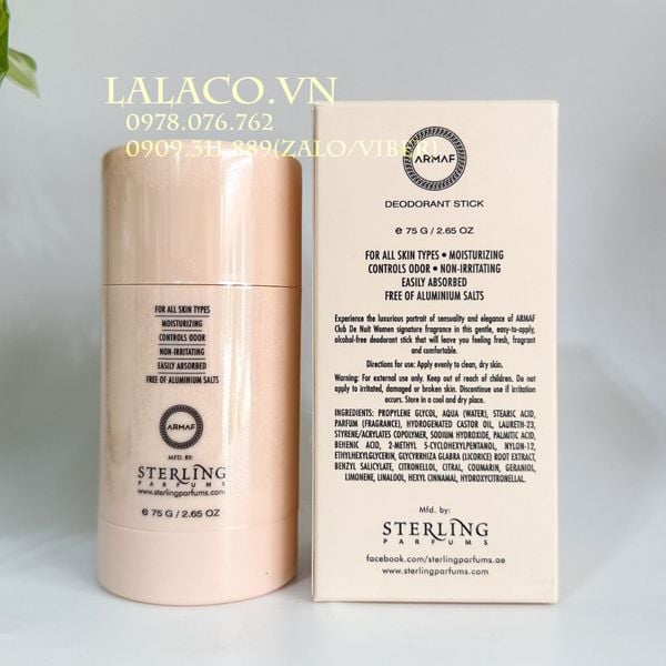Lăn Khử Mùi Nữ Armaf Club De Nuit For Women 75gr; sang trọng, quyến rũ, ngọt ngào.