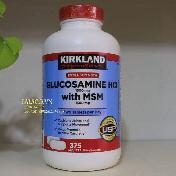 Viên uống Glucosamin HCL 1500mg With MSM 1500mg glucosamine Kirkland 375 Viên- Mẫu Mới