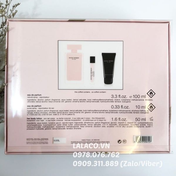 Bộ Nước Hoa Gift Set Narciso Rodriguez For Her EDP 3pcs EDP 100ml + EDP 10ml +lotion 75ml