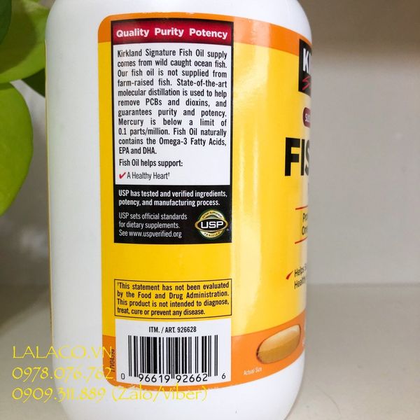 Viên uống dầu cá Omega 3 Fish Oil 1000mg Kirkland