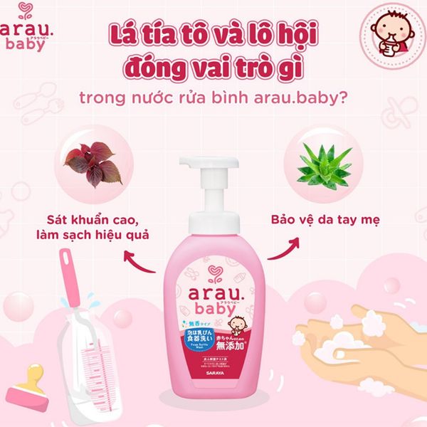 Nước RỬA BÌNH ARAU Baby Nhật CHAI 500ML/TÚI 450ML