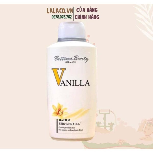 Sữa tắm hương nước hoa Vanilla Bettina Barty xuất xứ Đức chai 500ml dưỡng ẩm bảo vệ da