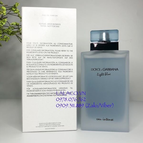 Nước hoa Tester Nữ Dolce & Gabbana Light Blue Eau Intense 100ml - Hàng Pháp