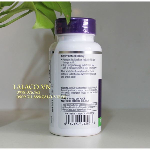 Viên uống Natrol Biotin 10.000mcg 100v