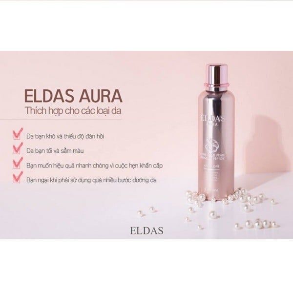 Tinh Chất Tế Bào Gốc Eldas Aura Shine Gold Pearl Premium Peptide All In One Coréana 100ml