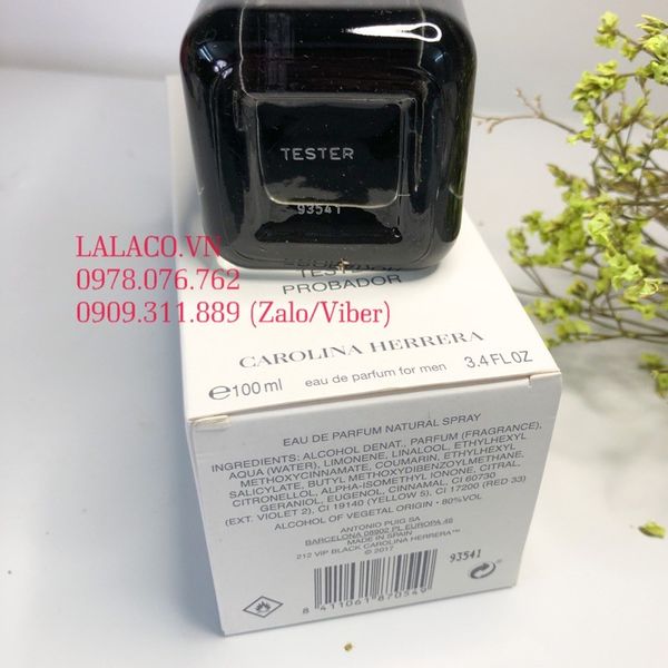 [Tester] Nước hoa Nam Carolina Herrera 212 Vip Black EDP 100ml, mùi hương nam tính và sảng khoái.