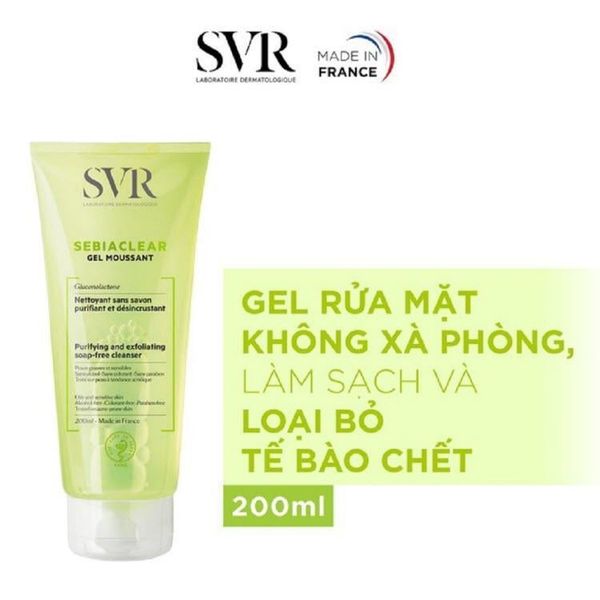 Sữa rửa mặt SVR cho da dầu, mụn không có xà phòng SVR Sebiaclear Gel Moussant 55ml /200 ml /400ml