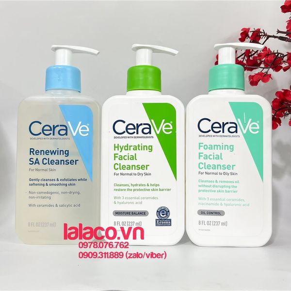 Sữa Rửa Mặt Dịu Nhẹ Cerave Foaming Facial Cleanser - Cerave da dầu & Da Khô các size 237ml - 355ml - 473ml