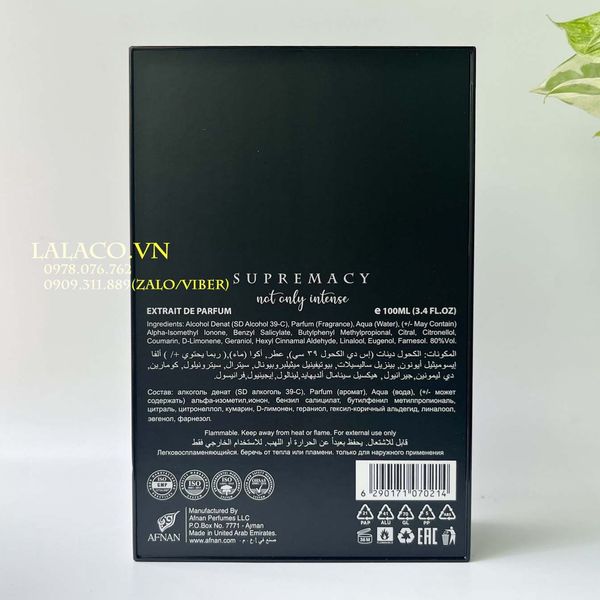 Nước Hoa Nam Afnan Supremacy Not Only Intense EDP - New Luxury Collection 100ml
