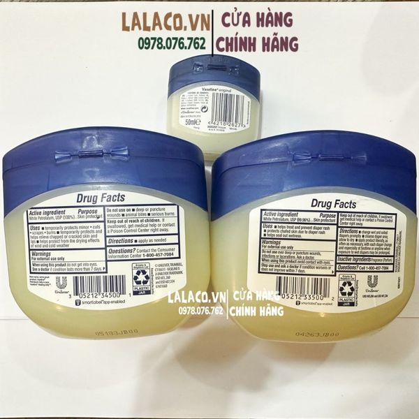 Sáp dưỡng ẩm Vaseline Pure Petroleum Jelly 49gr, 368gr, 450ml - dưỡng da, mềm da, chống nứt nẻ
