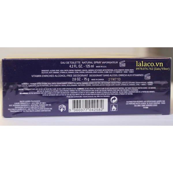 Gift set Nước hoa Nam Ralph Lauren Polo Blue EDT 125ml