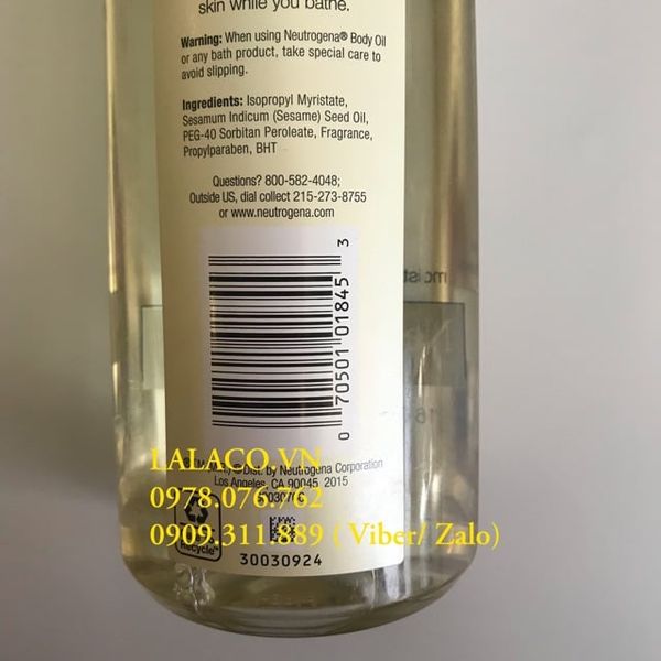 Dầu dưỡng thể Neutrogena Body Oil Light Sesame Formula 473ml - Hàng Mỹ